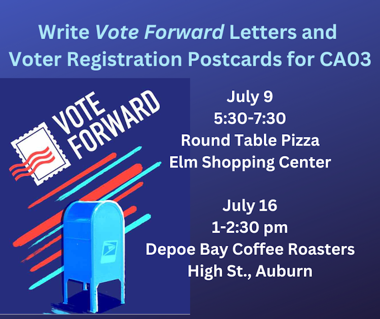 Vote Forward Letters Voter Registration Postcards For Ca 03 · Indivisible Auburn Ca 